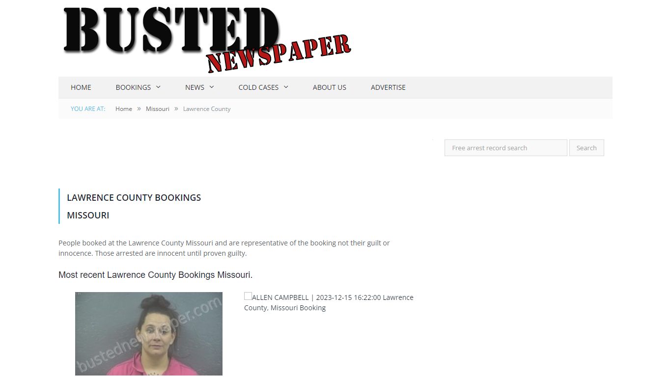 Lawrence County, MO Mugshots - BUSTEDNEWSPAPER.COM