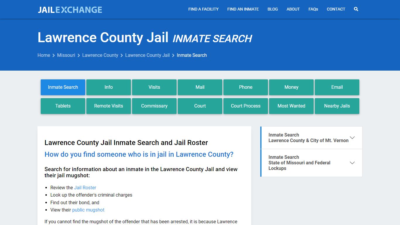 Inmate Search: Roster & Mugshots - Lawrence County Jail, MO